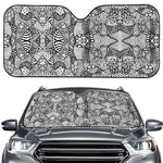 Black And White Zentangle Pattern Print Car Windshield Sun Shade