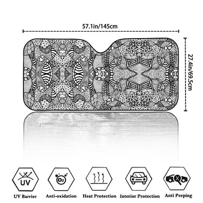 Black And White Zentangle Pattern Print Car Windshield Sun Shade