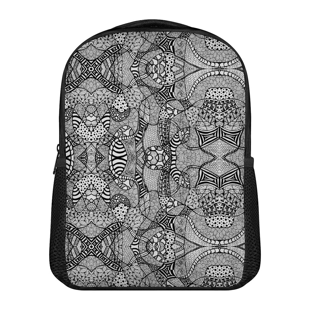 Black And White Zentangle Pattern Print Casual Backpack