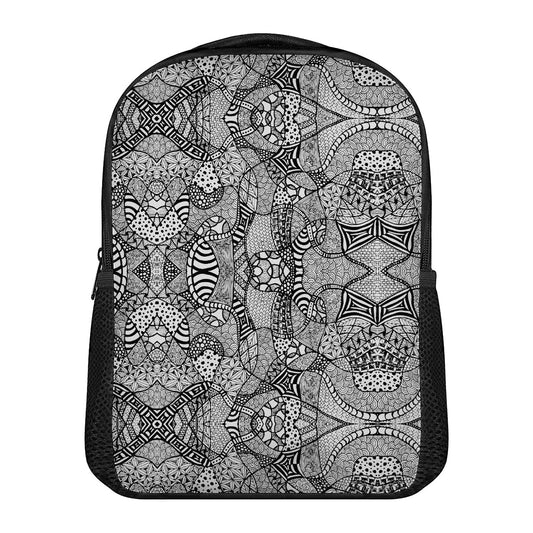 Black And White Zentangle Pattern Print Casual Backpack