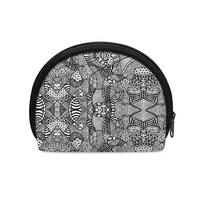 Black And White Zentangle Pattern Print Coin Purse