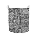 Black And White Zentangle Pattern Print Collapsible Laundry Basket