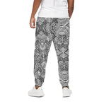 Black And White Zentangle Pattern Print Cotton Pants