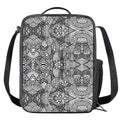 Black And White Zentangle Pattern Print Crossbody Lunch Bag