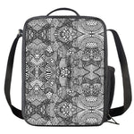 Black And White Zentangle Pattern Print Crossbody Lunch Bag