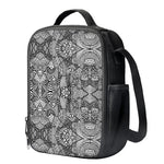 Black And White Zentangle Pattern Print Crossbody Lunch Bag