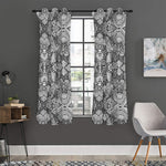 Black And White Zentangle Pattern Print Curtain
