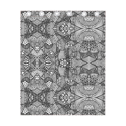 Black And White Zentangle Pattern Print Curtain