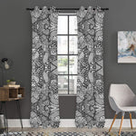 Black And White Zentangle Pattern Print Curtain