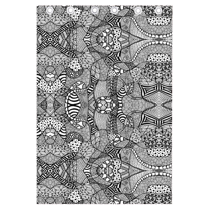 Black And White Zentangle Pattern Print Curtain