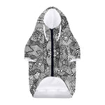 Black And White Zentangle Pattern Print Dog Zip Up Hoodie