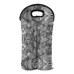 Black And White Zentangle Pattern Print Double Neoprene Wine Tote