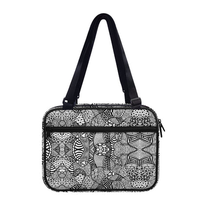 Black And White Zentangle Pattern Print Double Strap Bible Bag