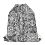 Black And White Zentangle Pattern Print Drawstring Bag