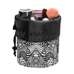 Black And White Zentangle Pattern Print Drawstring Makeup Bag