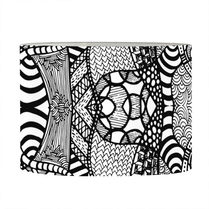 Black And White Zentangle Pattern Print Drum Lamp Shade