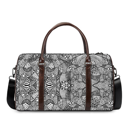 Black And White Zentangle Pattern Print Duffle Bag