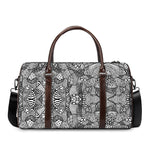 Black And White Zentangle Pattern Print Duffle Bag