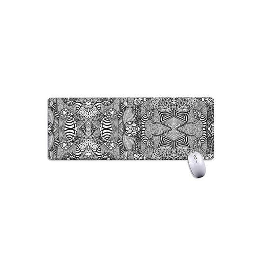 Black And White Zentangle Pattern Print Extended Mouse Pad