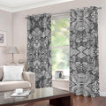 Black And White Zentangle Pattern Print Extra Wide Grommet Curtains