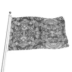 Black And White Zentangle Pattern Print Flag
