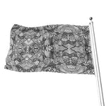 Black And White Zentangle Pattern Print Flag