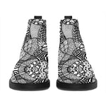 Black And White Zentangle Pattern Print Flat Ankle Boots