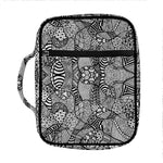 Black And White Zentangle Pattern Print Front Pocket Bible Bag