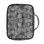 Black And White Zentangle Pattern Print Front Pocket Bible Bag