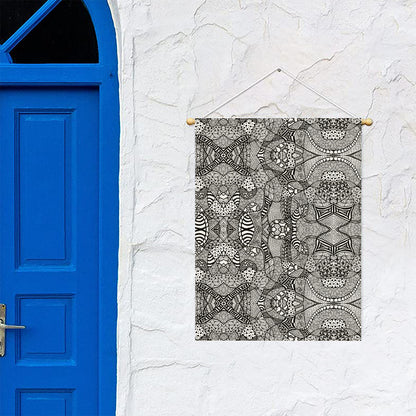 Black And White Zentangle Pattern Print Garden Flag