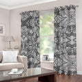 Black And White Zentangle Pattern Print Grommet Curtains