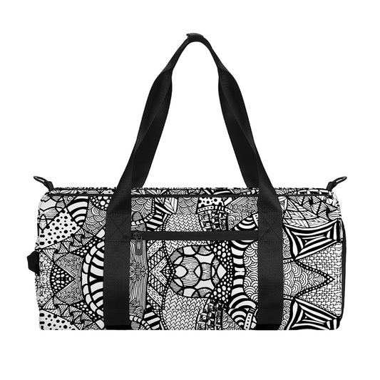 Black And White Zentangle Pattern Print Gym Bag