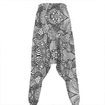 Black And White Zentangle Pattern Print Hammer Pants