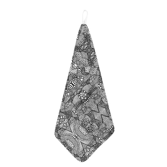 Black And White Zentangle Pattern Print Hand Towel