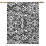 Black And White Zentangle Pattern Print House Flag