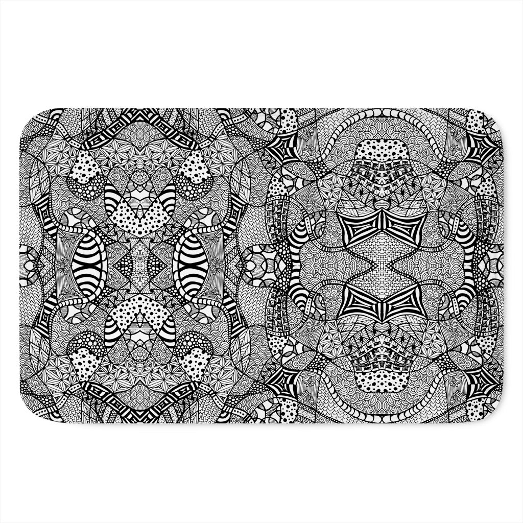 Black And White Zentangle Pattern Print Indoor Door Mat