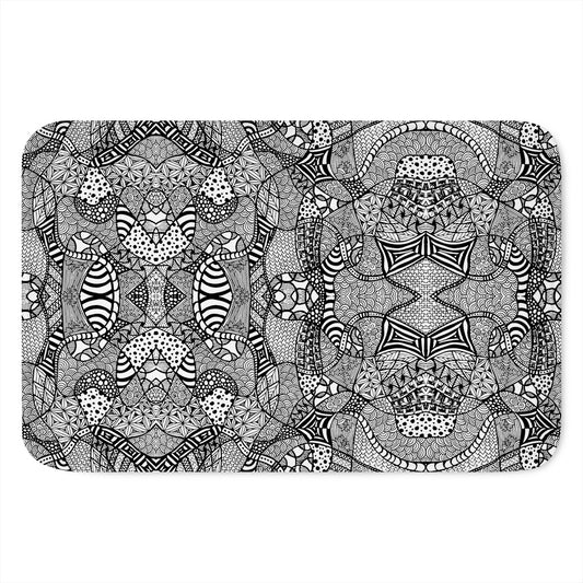 Black And White Zentangle Pattern Print Indoor Door Mat