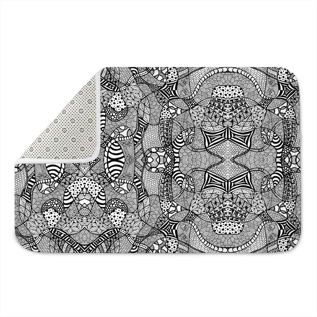 Black And White Zentangle Pattern Print Indoor Door Mat