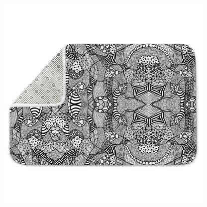 Black And White Zentangle Pattern Print Indoor Door Mat