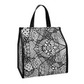 Black And White Zentangle Pattern Print Insulated Lunch Tote