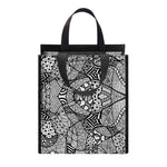 Black And White Zentangle Pattern Print Insulated Lunch Tote