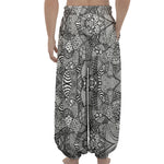 Black And White Zentangle Pattern Print Lantern Pants