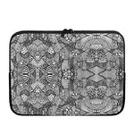 Black And White Zentangle Pattern Print Laptop Sleeve