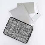 Black And White Zentangle Pattern Print Laptop Sleeve