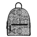Black And White Zentangle Pattern Print Leather Backpack