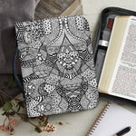 Black And White Zentangle Pattern Print Leather Bible Cover
