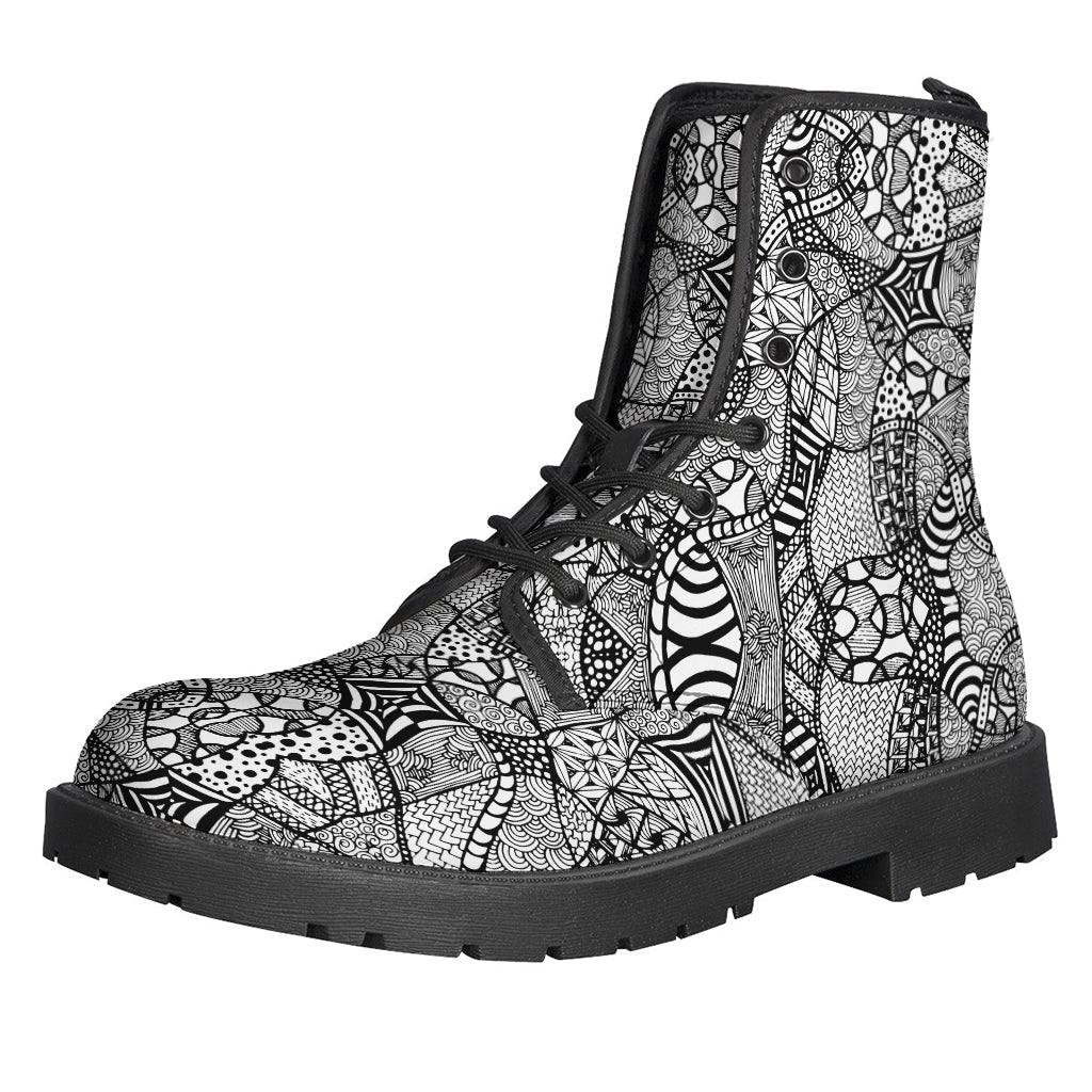 Black And White Zentangle Pattern Print Backpack