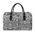 Black And White Zentangle Pattern Print Leather Duffel Bag