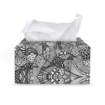 Black And White Zentangle Pattern Print Leather Tissue Box Cover