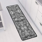 Black And White Zentangle Pattern Print Long Kitchen Mat